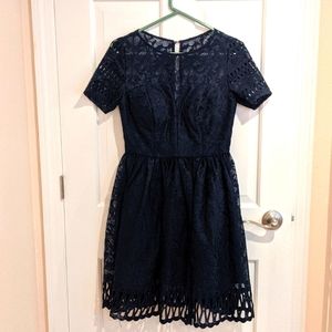 Chi Chi London Navy Blue Lace Cocktail Dress